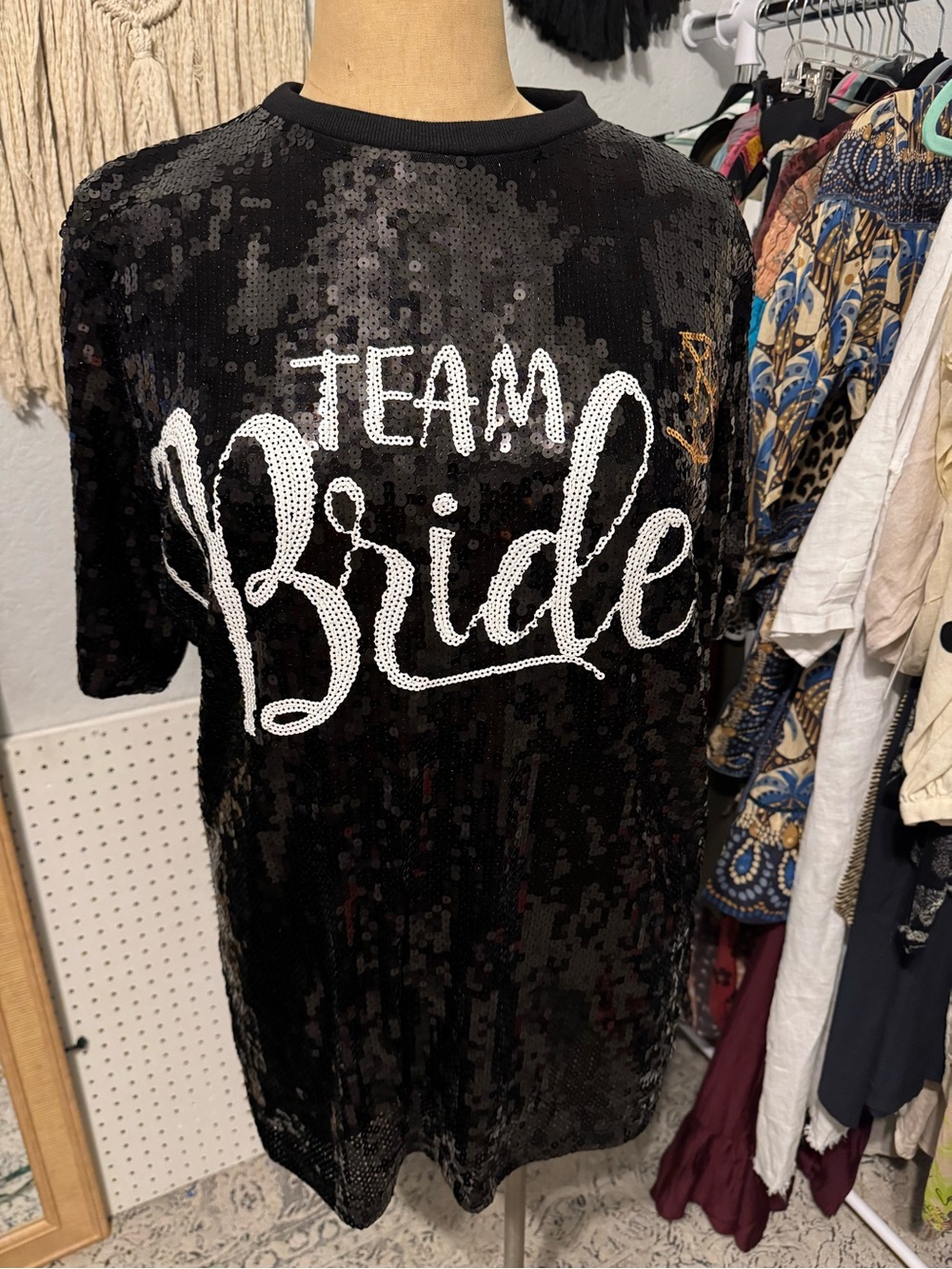 Women’s Sequin 'Team Bride' Black Dress One Size